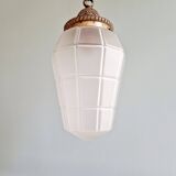 Art Deco pendant light in faceted satin glass, 1920s