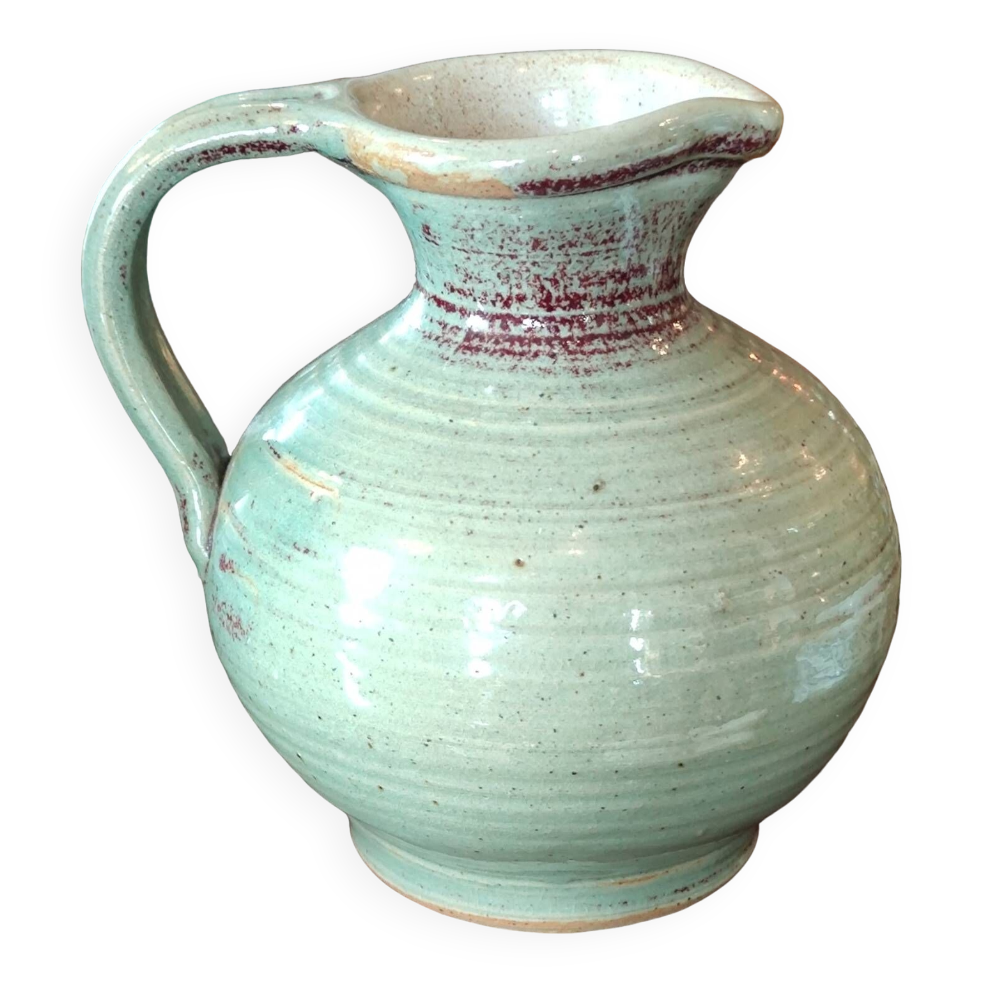 Old small glazed ceramic pottery pitcher