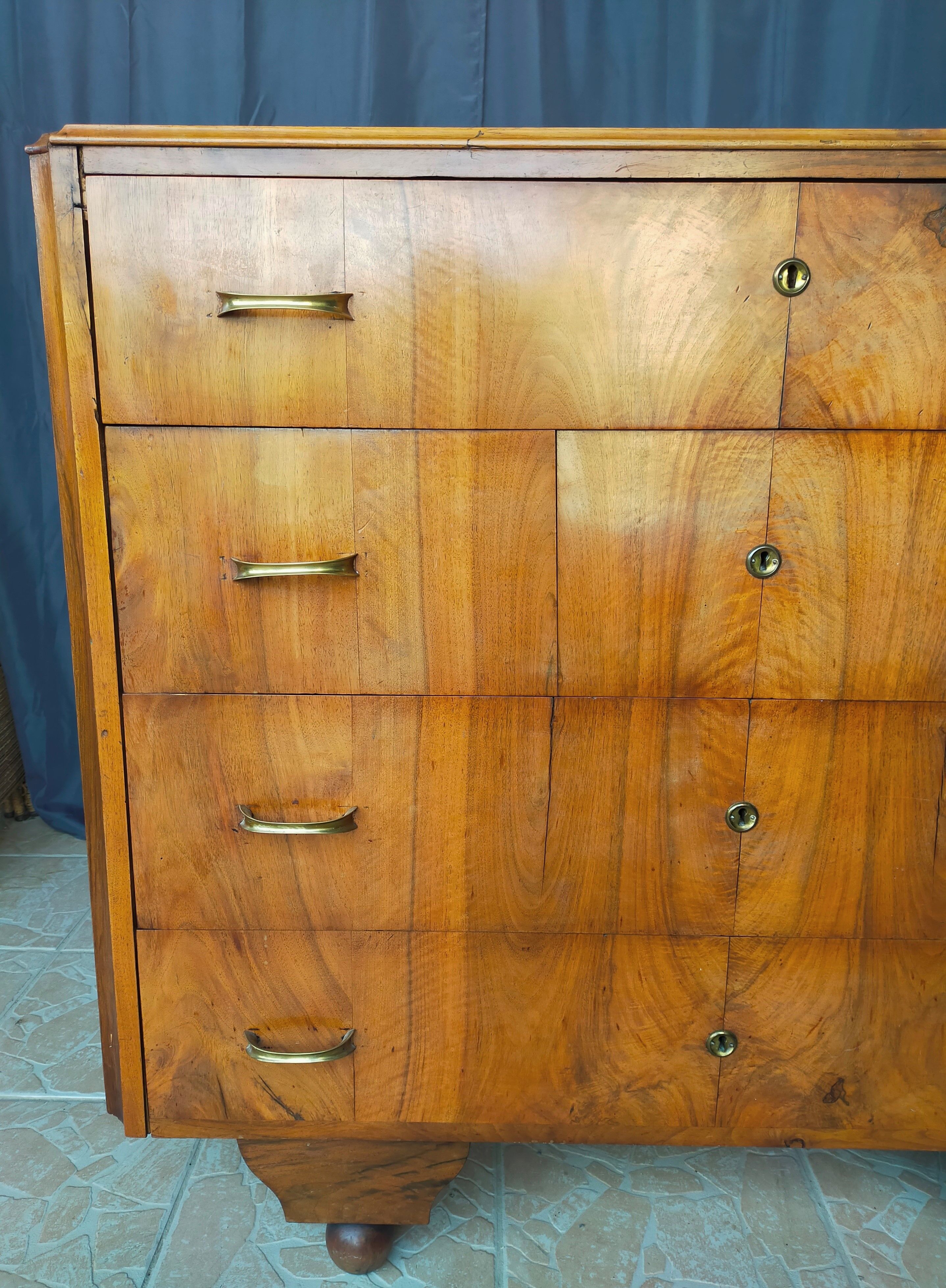 Art Deco walnut chest of drawers