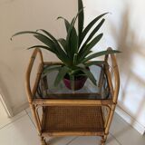 Rattan and caning side table