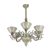 Lustre vénitien en verre de Murano vers 1940 vetro a reticello