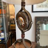 Metal and leather lamp Jean-Pierre Ryckaert