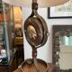 Metal and leather lamp Jean-Pierre Ryckaert