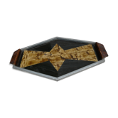 plateau miroir art déco métal et fixé sous verre