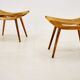 Pair of beech straw stools, 1960s, Czechoslovakia