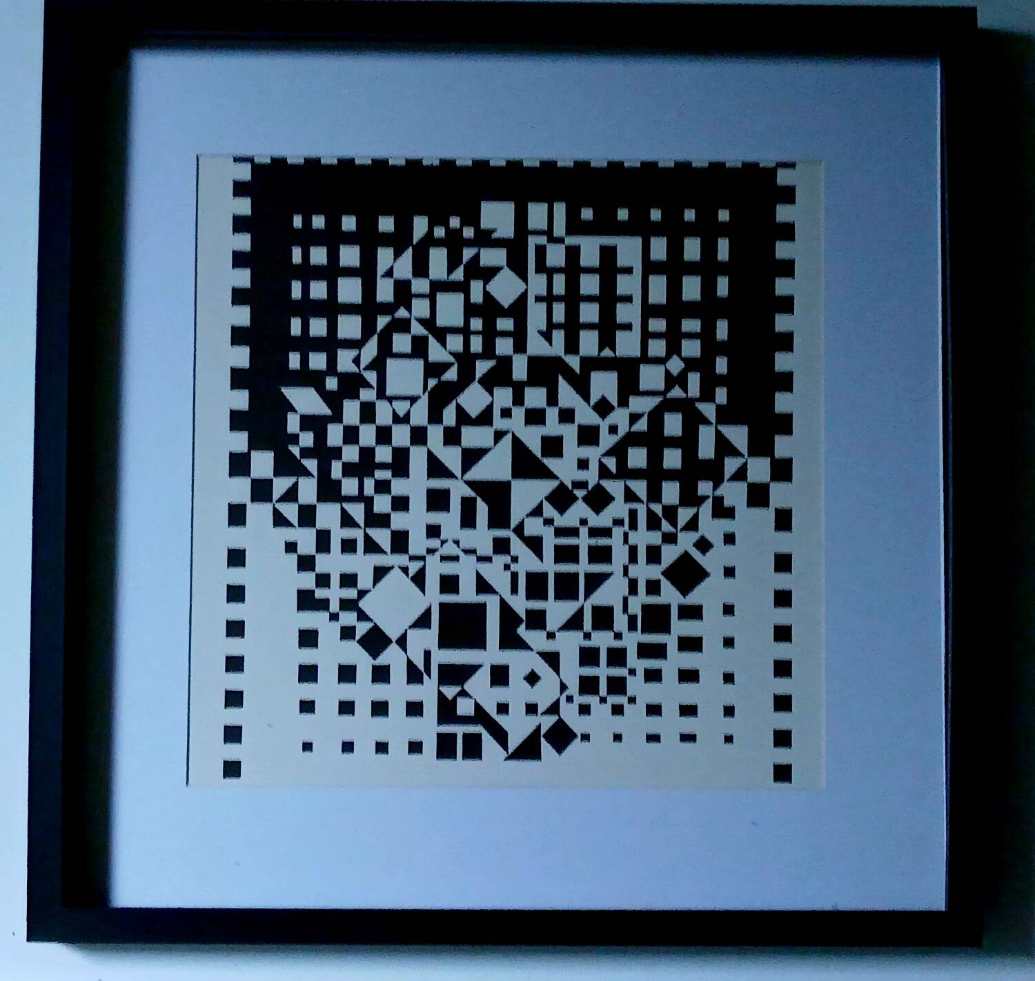 Tableau Vintage Art Optique - Victor Vasarely - Frame 40x40cm