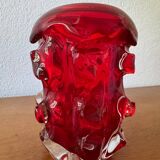 Red Murano glass vase from the 70s