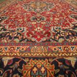 Vintage persian carpet handwoven red wool khorasan area rug- 338x243cm