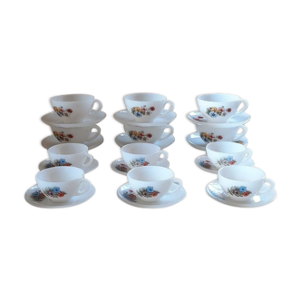 Set of 12 cups spring arcopal glass