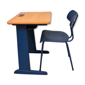 bureau bois/bleu et chaise