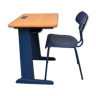 Bureau bois/bleu et chaise