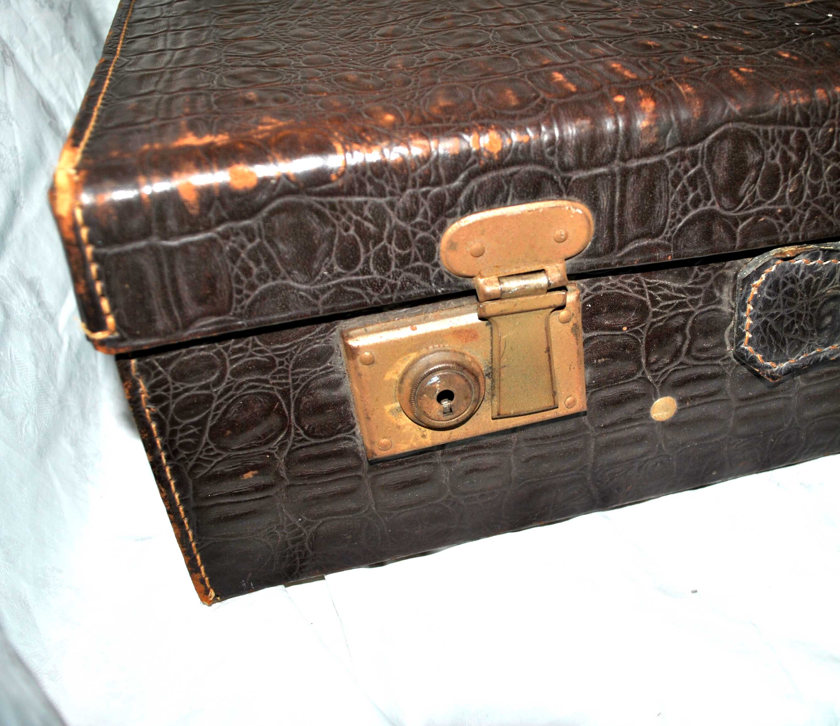 Vintage brown leather suitcase