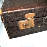 Vintage brown leather suitcase