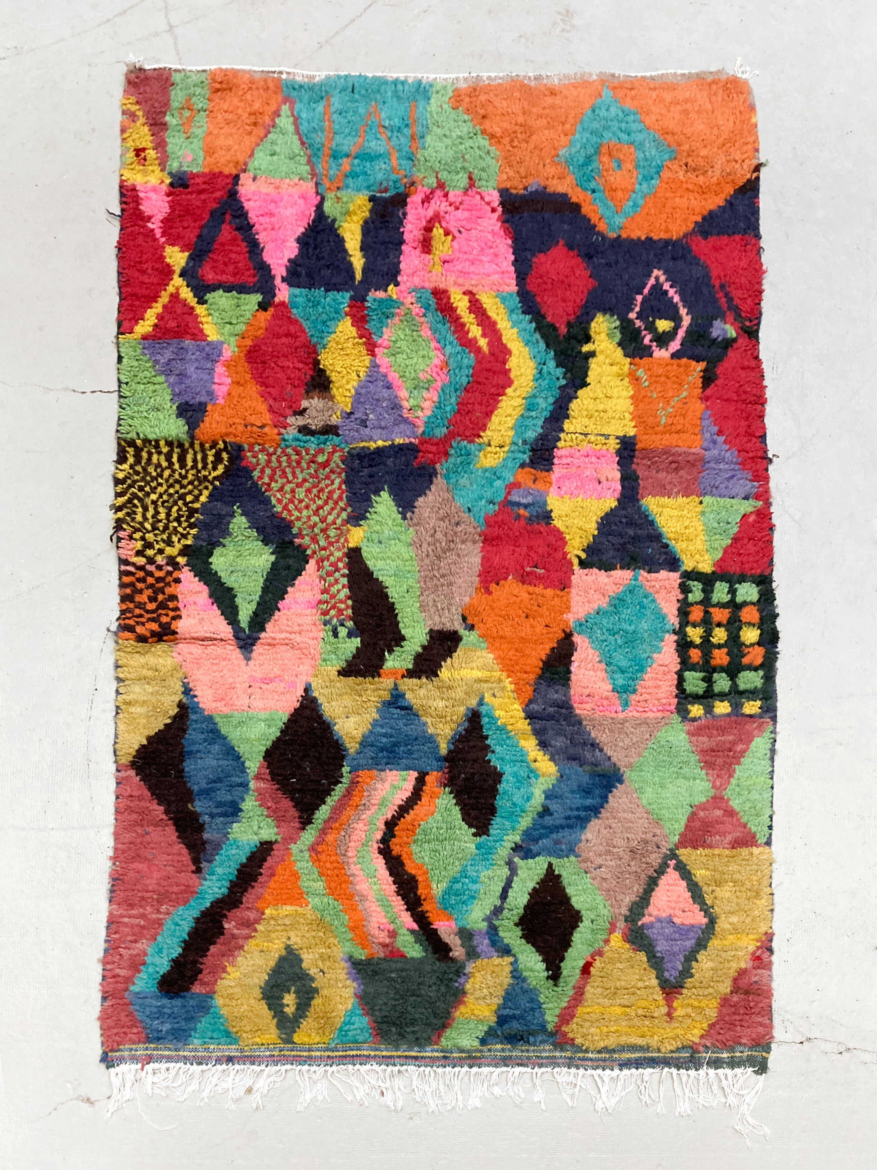 Moroccan Berber rug Boujaad with multicolored patterns 242x143cm