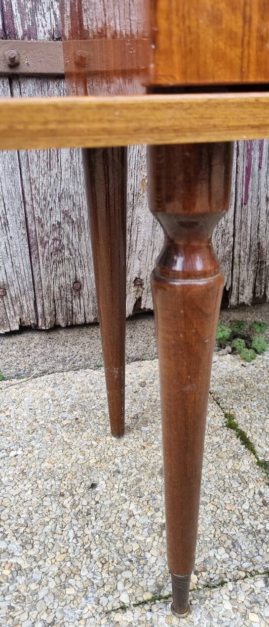 Small varnished wood nightstand, 1950s.