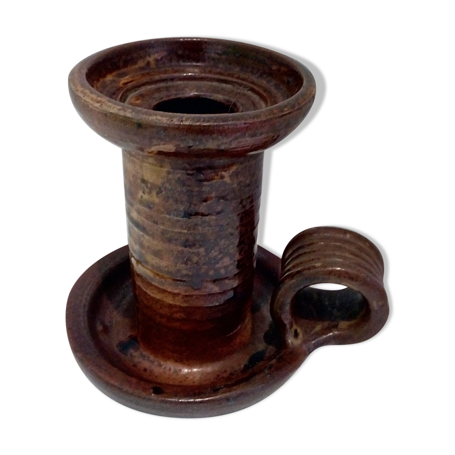 Signed sandstone candle holder