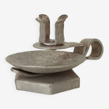 Vintage zinc hand candle holder