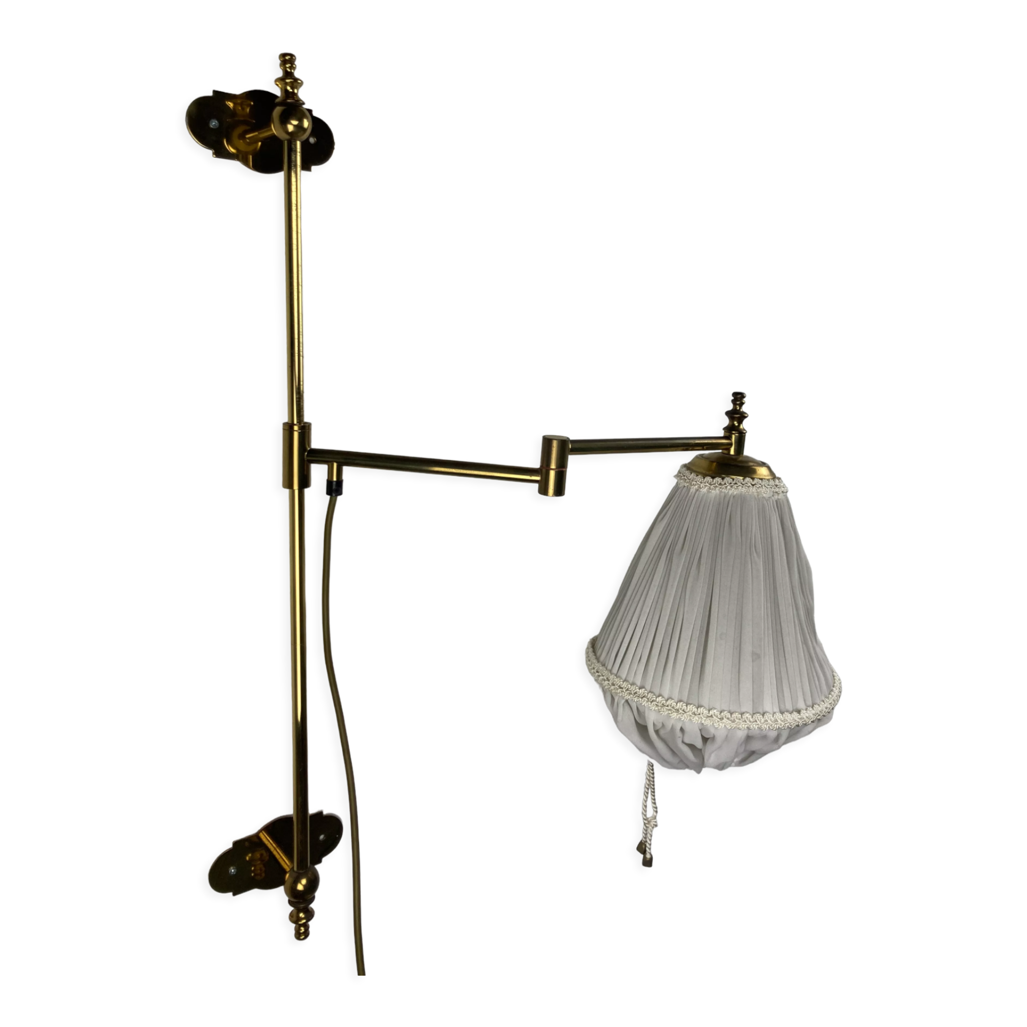 Brass art deco swivel arc wall lamp