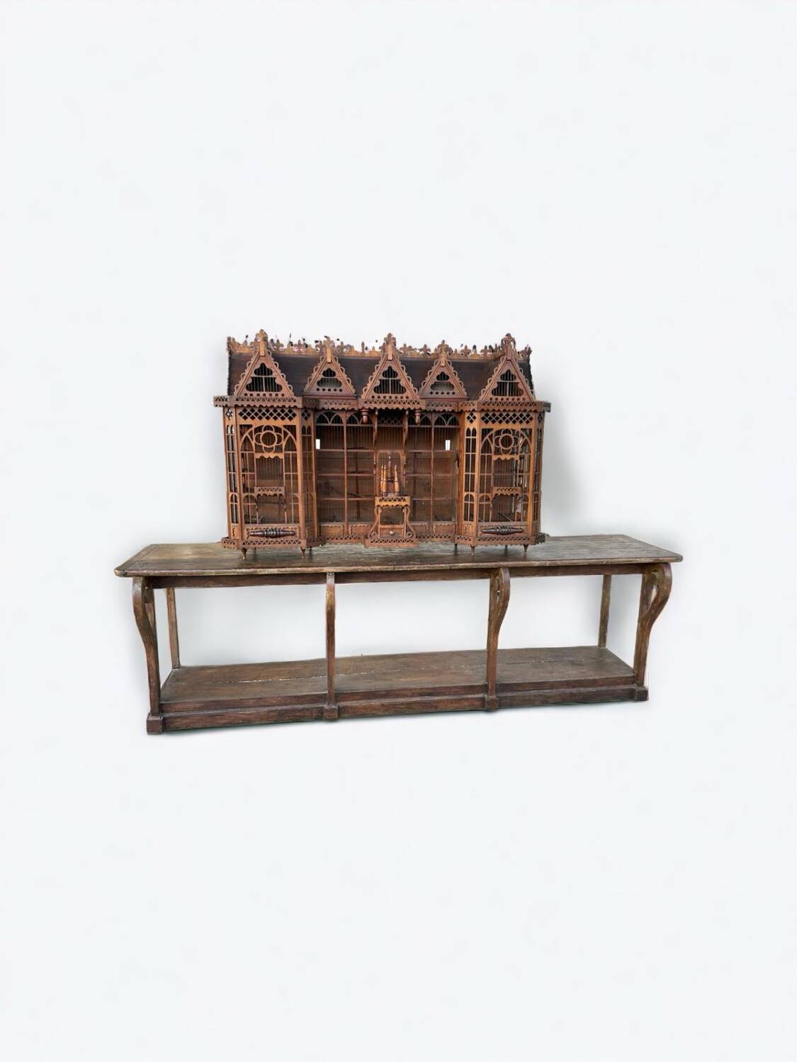 Important bird cage - aviary representing a house early 20th century l 158 cm