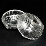 Art Deco bonbonniere, pressed glass, Hortensja Glassworks, Poland, 1950s