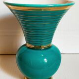 Art-deco vase in green and gold slip