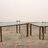 Table basse avec table d’appoint en verre 1970