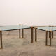 Table basse avec table d’appoint en verre 1970