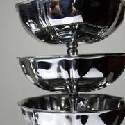 6 vintage-style bistro-style stainless steel dessert bowls on feet