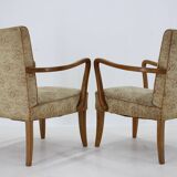 1940s Pair of Oak Armchair , Czechoslovakia