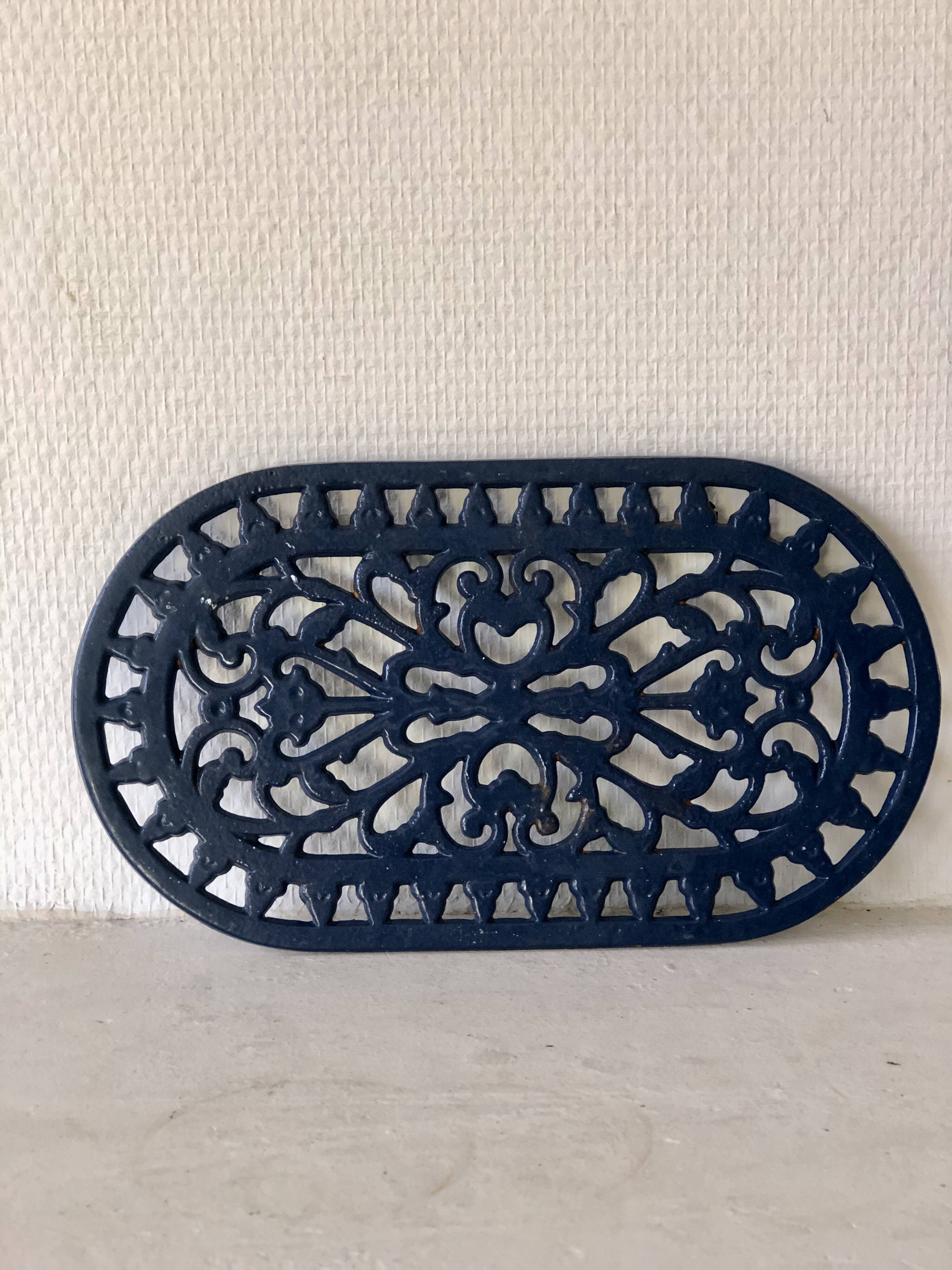 Dessous De Plat Trivette Fonte Émaillée - Thème Paris - Bleu Blanc Rouge Vintage