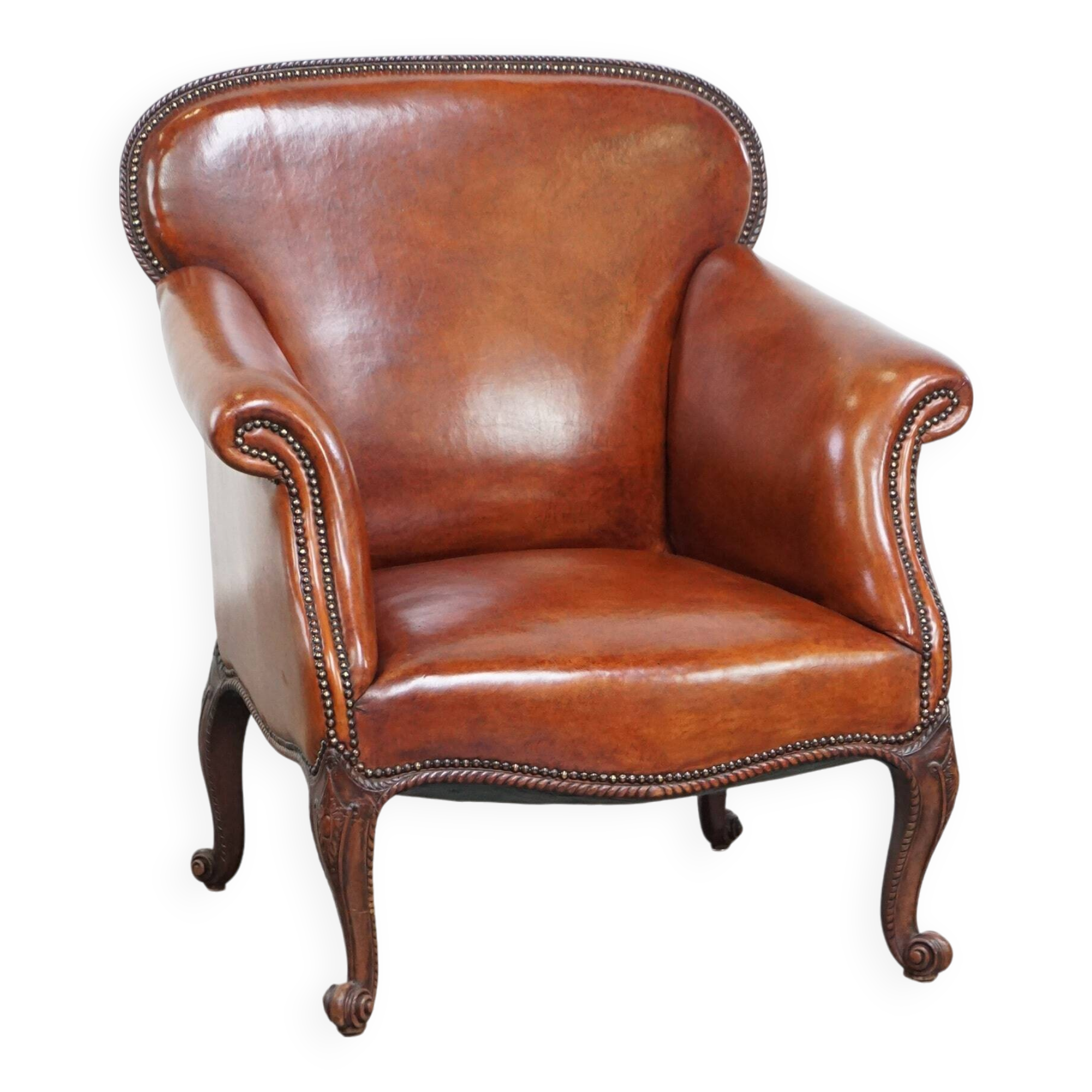 Fully restored antique sheepskin armchair