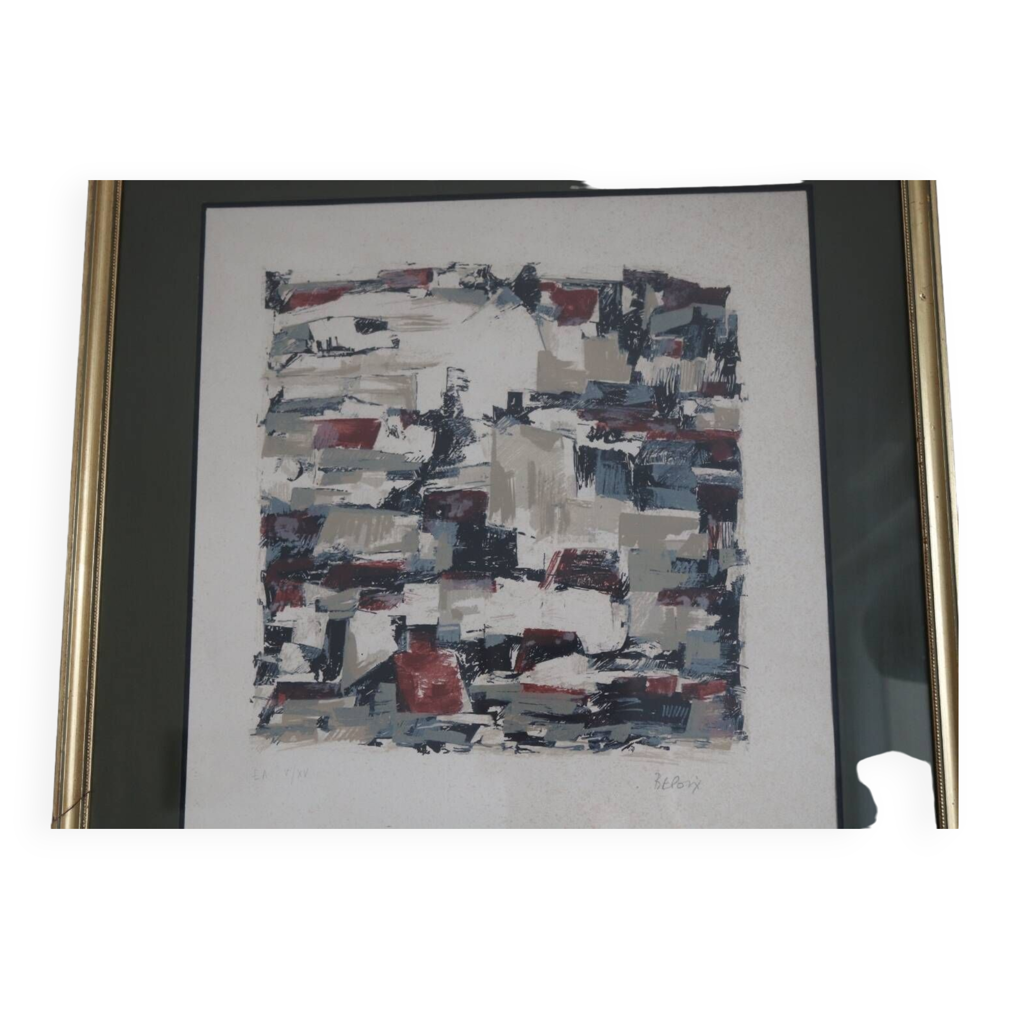 Vintage abstract painting signed Bepoix beaux art brest