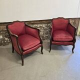 Pair of Louis XV style bergere chairs