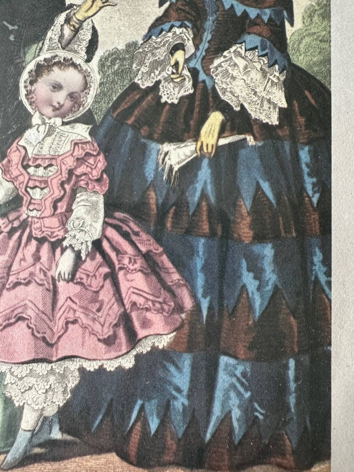 Old illustration in old black and gold frame