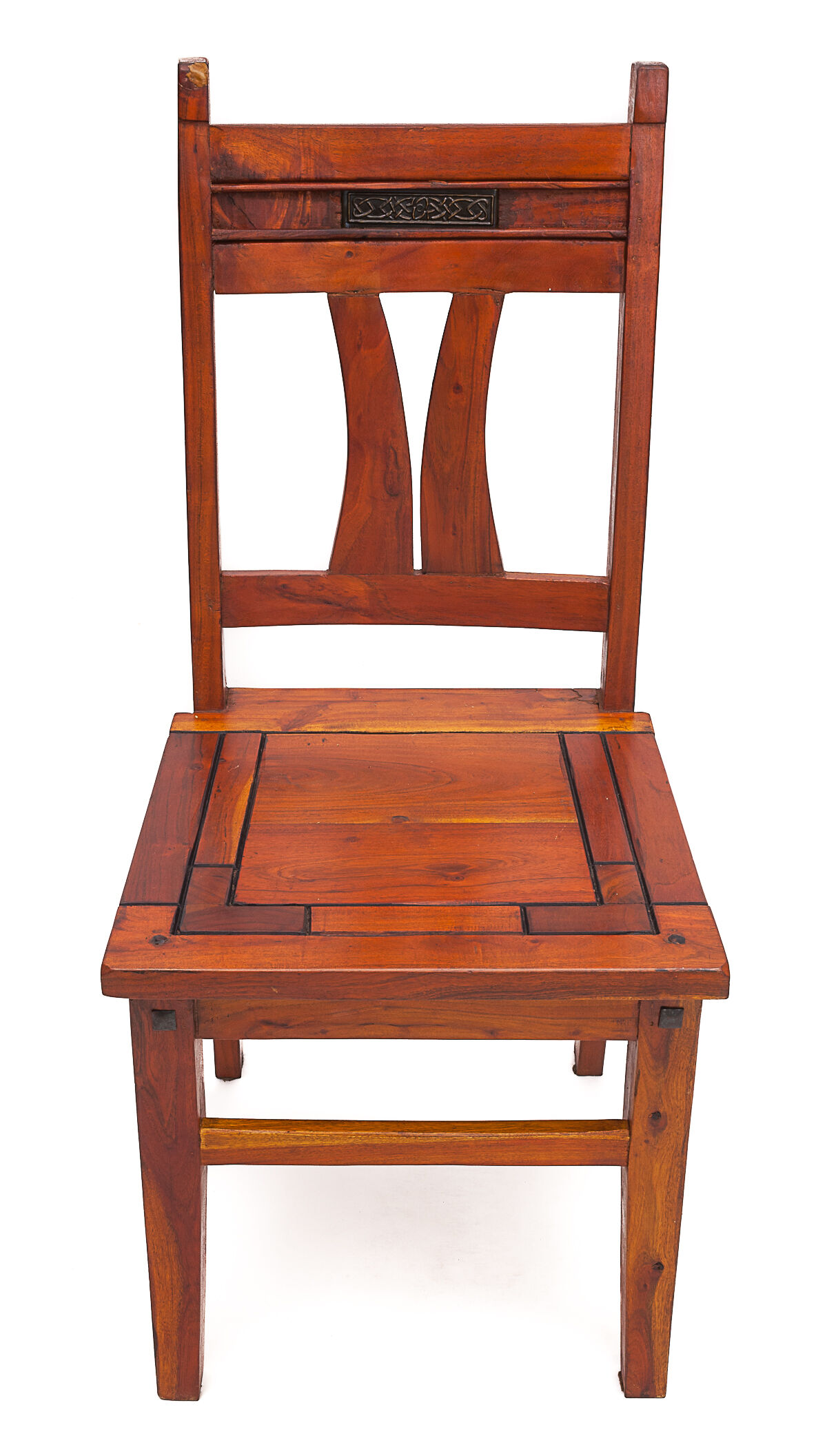 Set of 4 chairs in solid mahogany, vintage Art Nouveau, 1900
