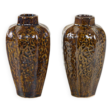 Set of brown ceramic vases, Danish design, 1960s, made in Denmark
