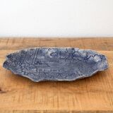 Handmade Ceramic Tray, Vintage Studio Pottery, Floral Blue White Pattern