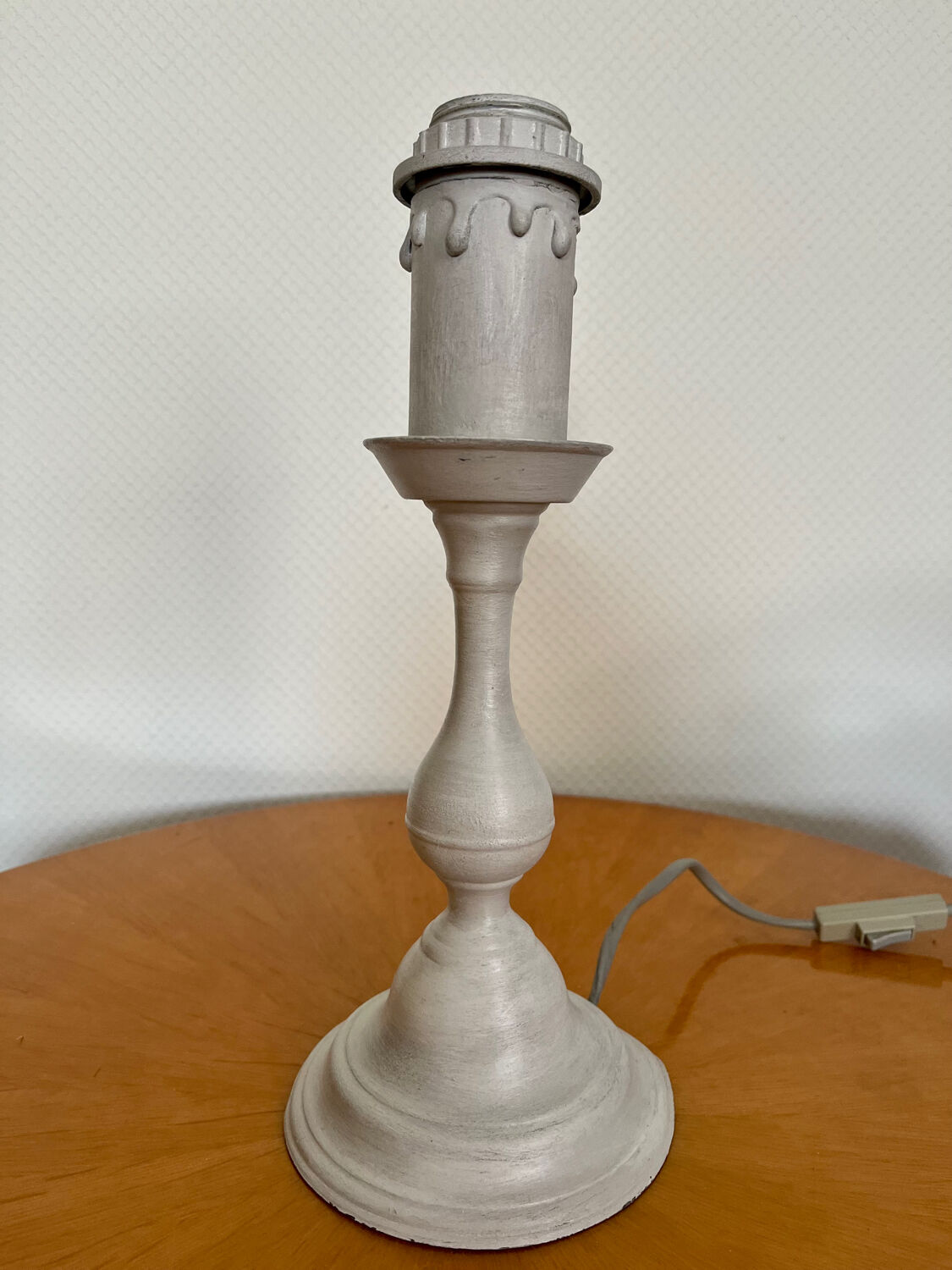 Gray patina pewter candle holder lamp base