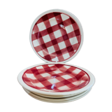 X5 small red checkered plates - Faiencerie new spirit -france-retro-vintage