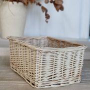 Paniers de rangement vintage en osier blanc