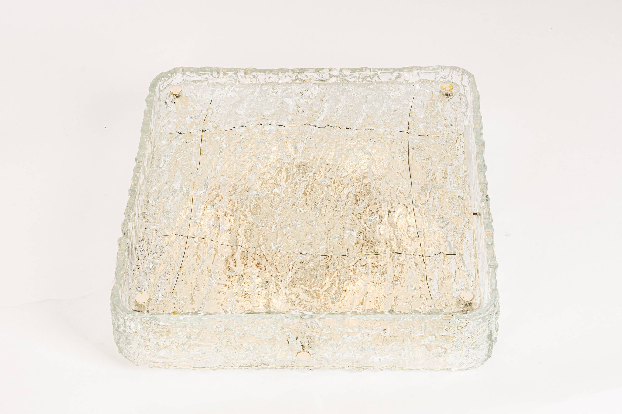 Square glass ice Murano ceiling light, Kaiser, Germany, 1970s