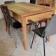 Old farmhouse table made of solid walnut wood.