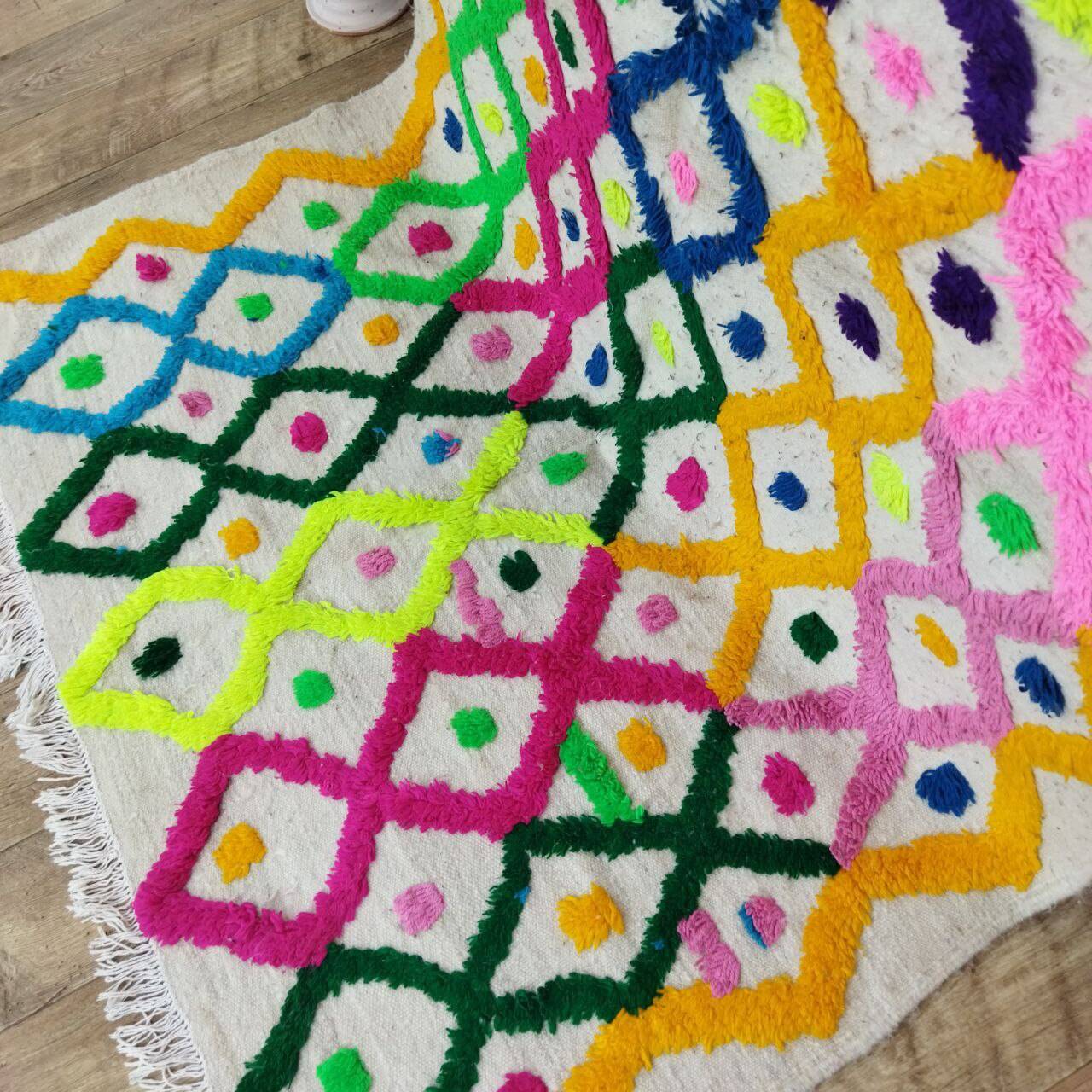 Handmade wool Berber rug 245x133cm