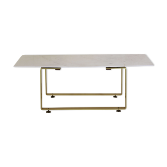 Marble top and goldenrod structure coffee table 1970