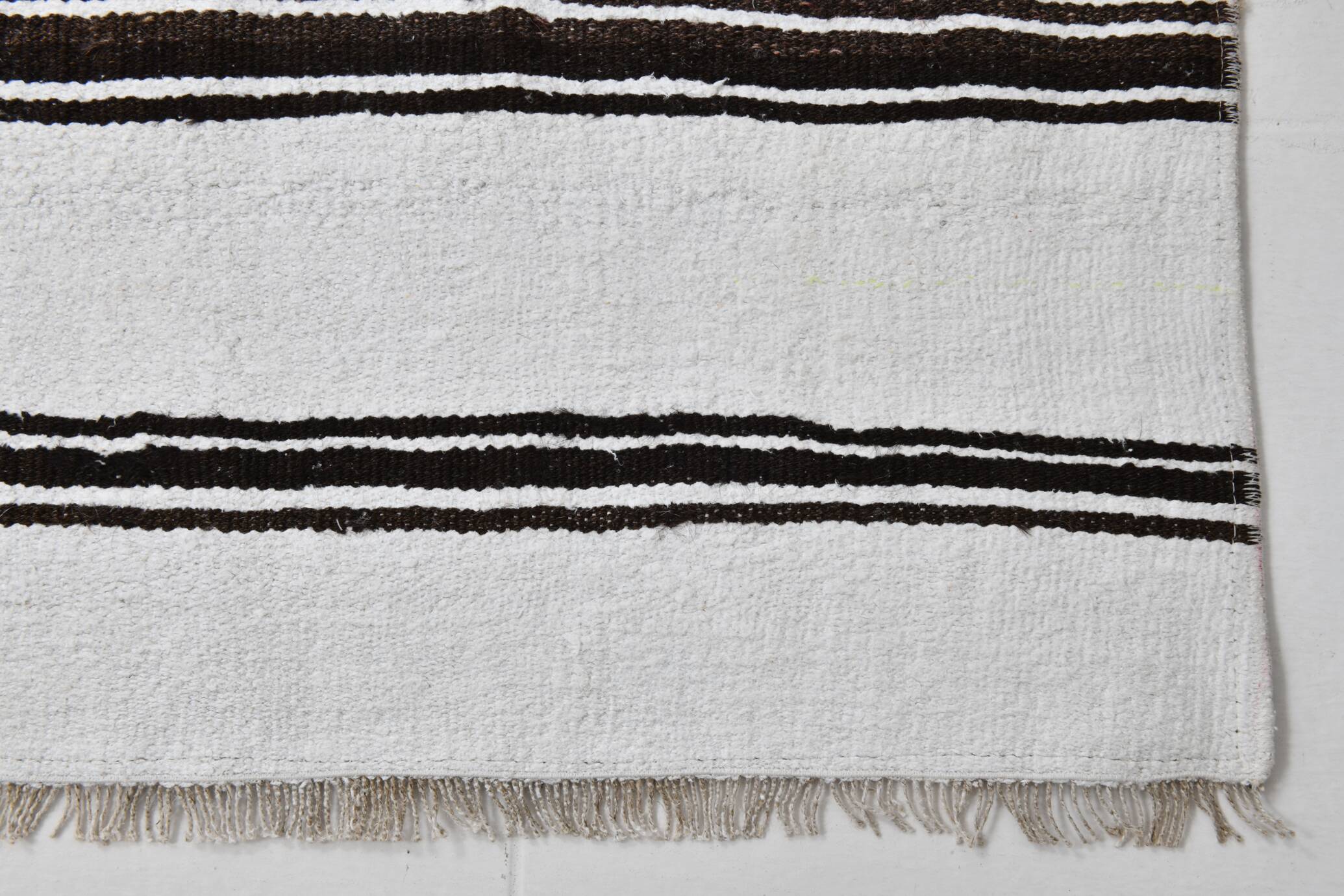 White Brown Striped Turkish Runner Rug, 70x310Cm