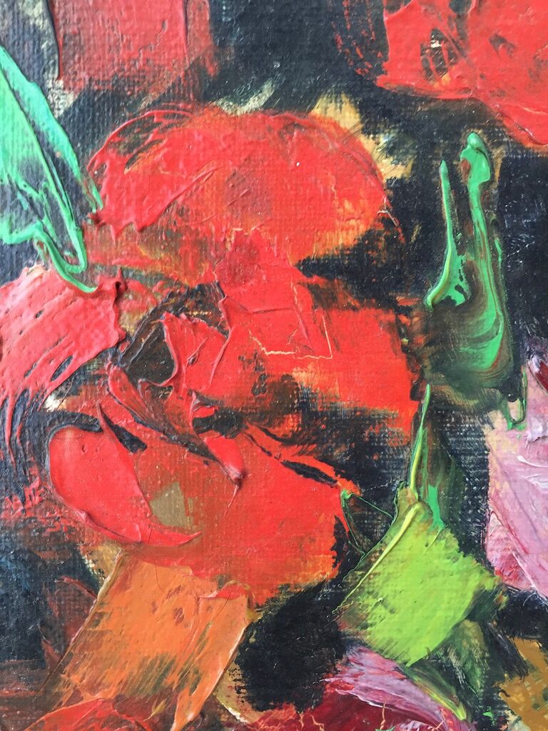 Old oil painting flowers