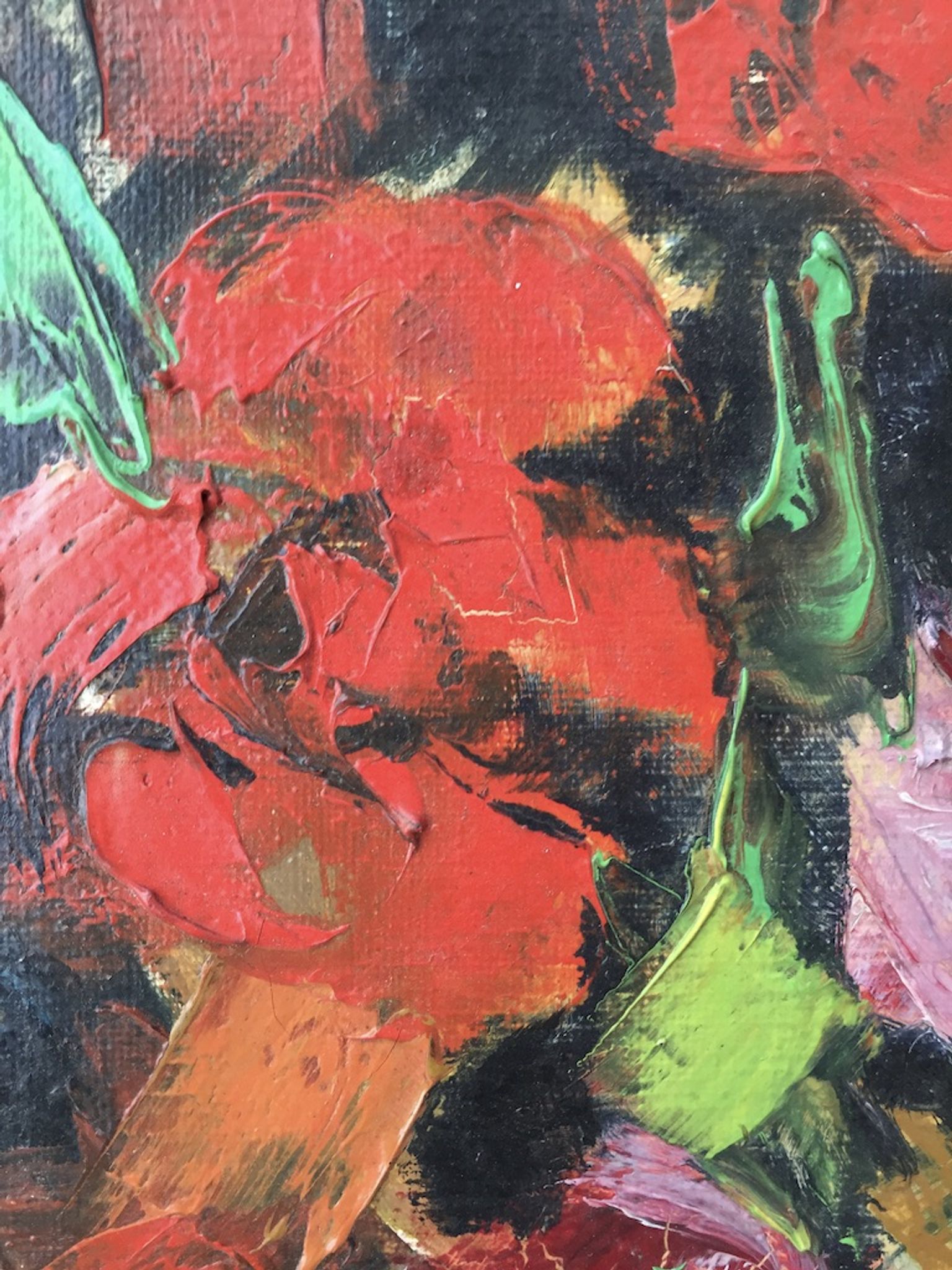Old oil painting flowers