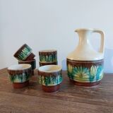 Pitcher service and 6 ceramic cups 1970