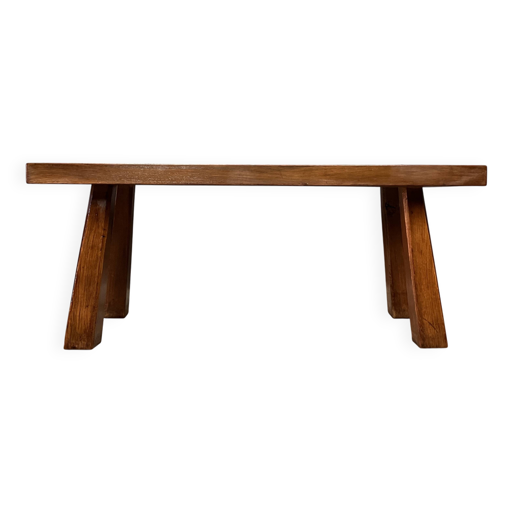 Table d'appoint brutaliste en chêne des années 70, table basse, banc