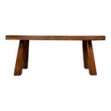Brutalist oak seventies side table coffee table bench